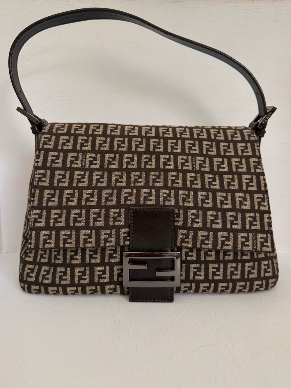 Fendi Zucca Mamma Baguette in Brown and Beige